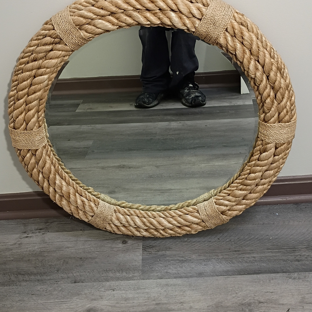 Round Mirror With Rope Around It - Picture 2 of 4